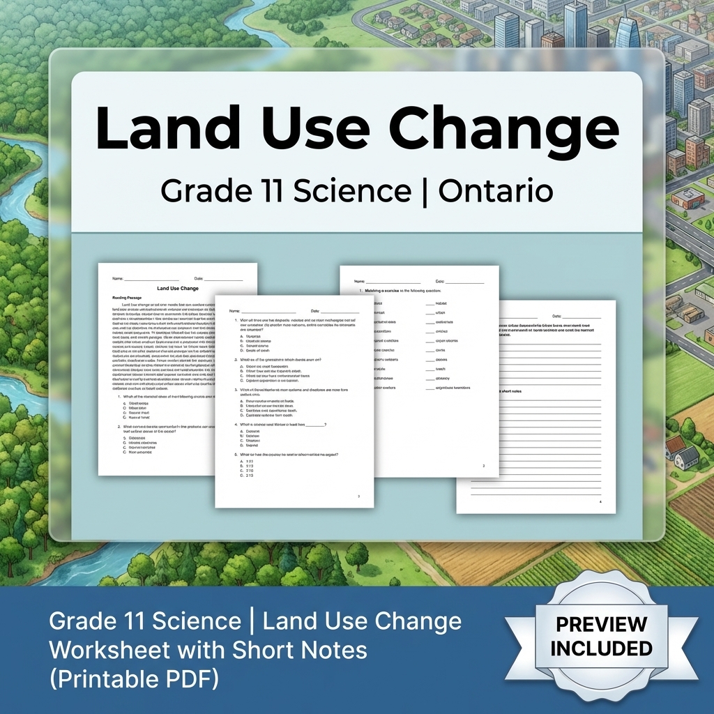 Grade 11 Science Lesson Group Bundle – Ontario Ecosystems & Sustainability — included worksheet 6