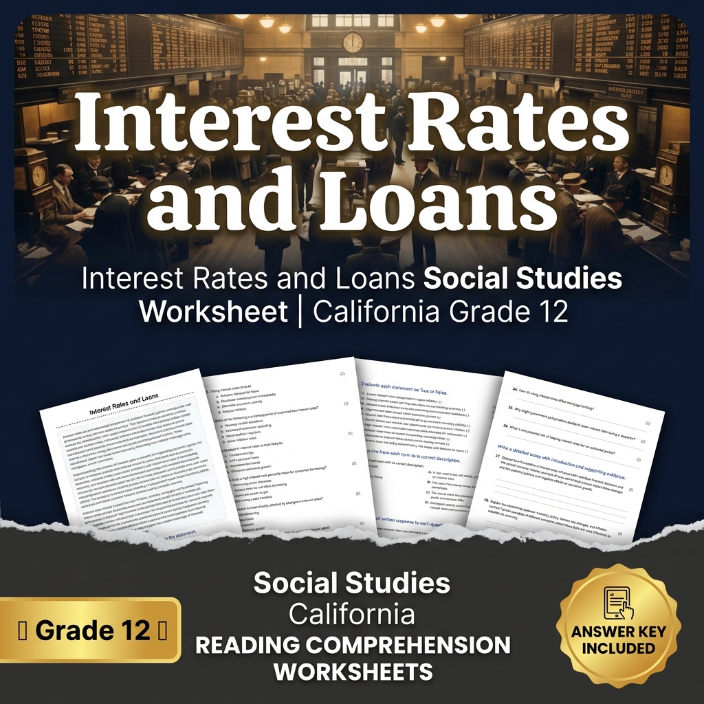 Interest Rates and Loans Social Studies Worksheet | California Grade 12