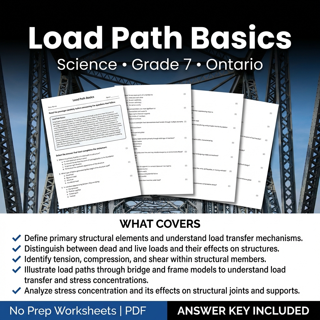 Grade 7 Science Worksheet Load Path Basics | Ontario Standards