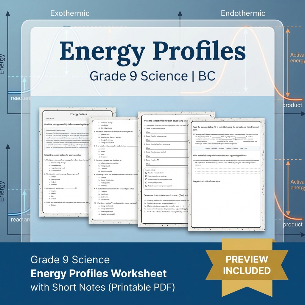 Grade 9 Science Lesson Bundle | BC Framework Focused Worksheets — included worksheet 10