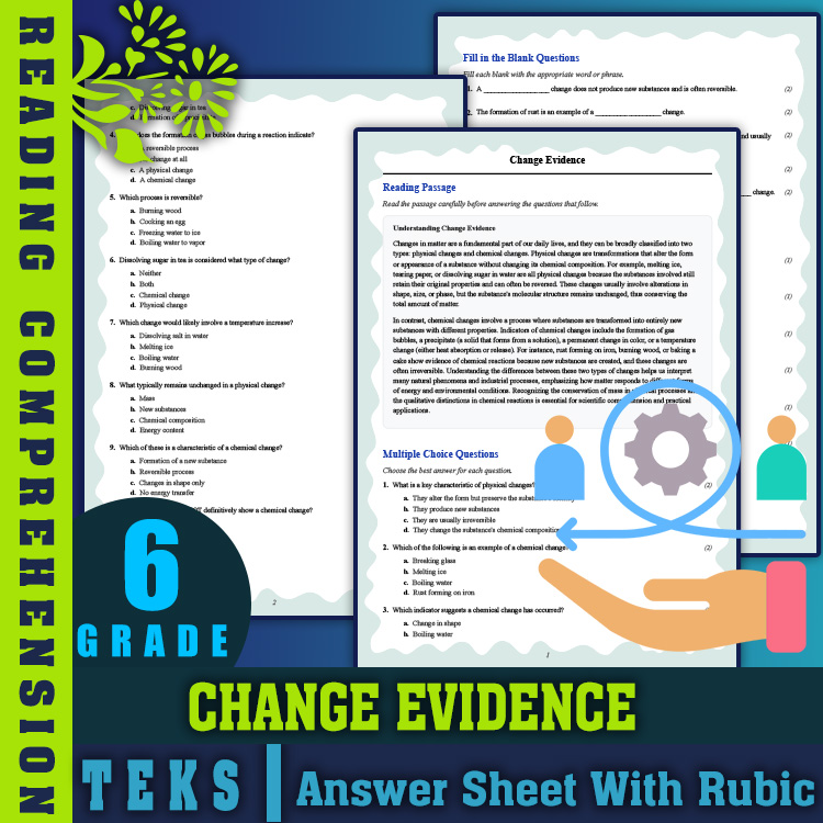 Grade 6 Science reading worksheets worksheet — 6th Grade Science | Change Evidence Reading Worksheet & Answer Key (PDF) —…