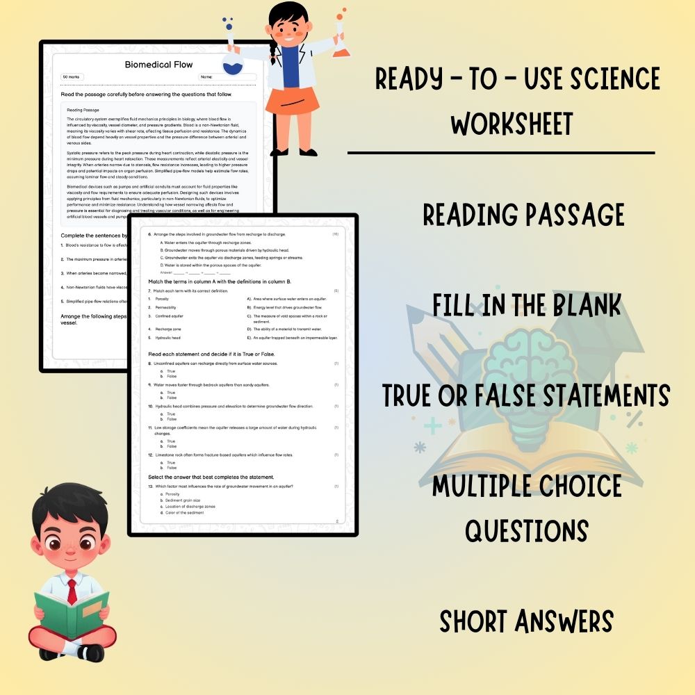 Grade 8 Science worksheet worksheet — Grade 8 Science | Biomedical Flow Worksheet (PDF) – Ontario Standards — page 2