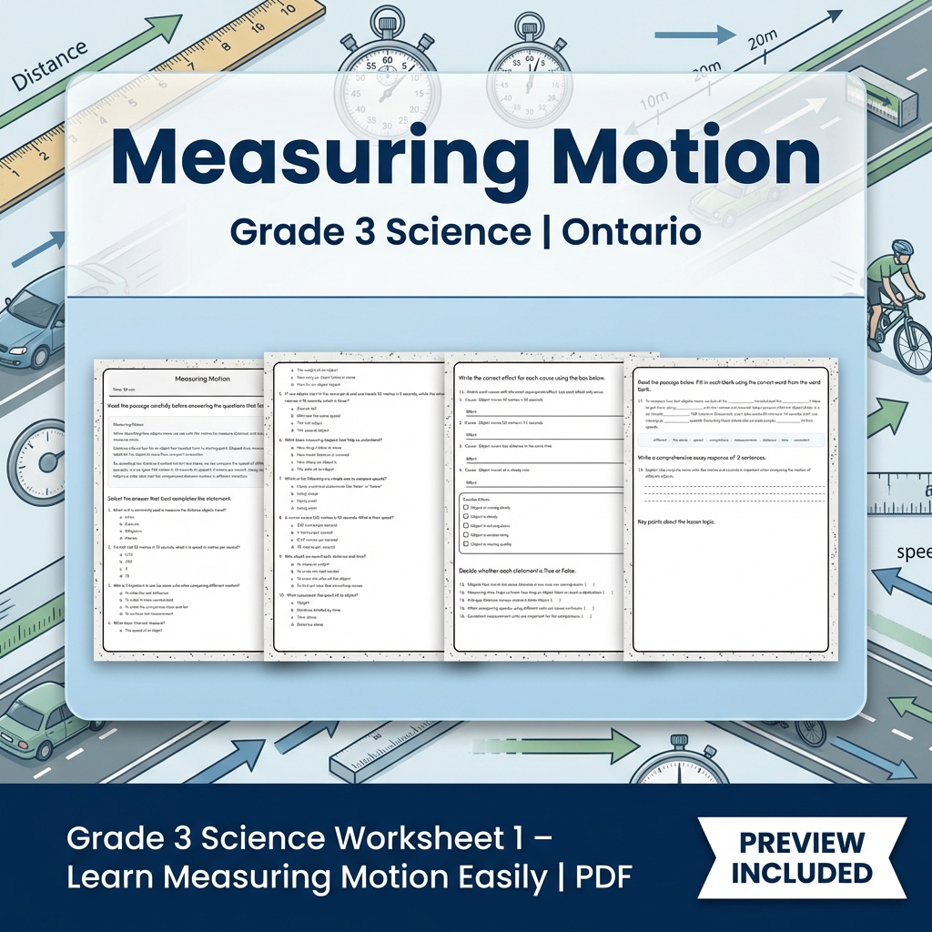Grade 3 Science Lesson Group | Ontario Forces and Motion Worksheets Bundle — included worksheet 4