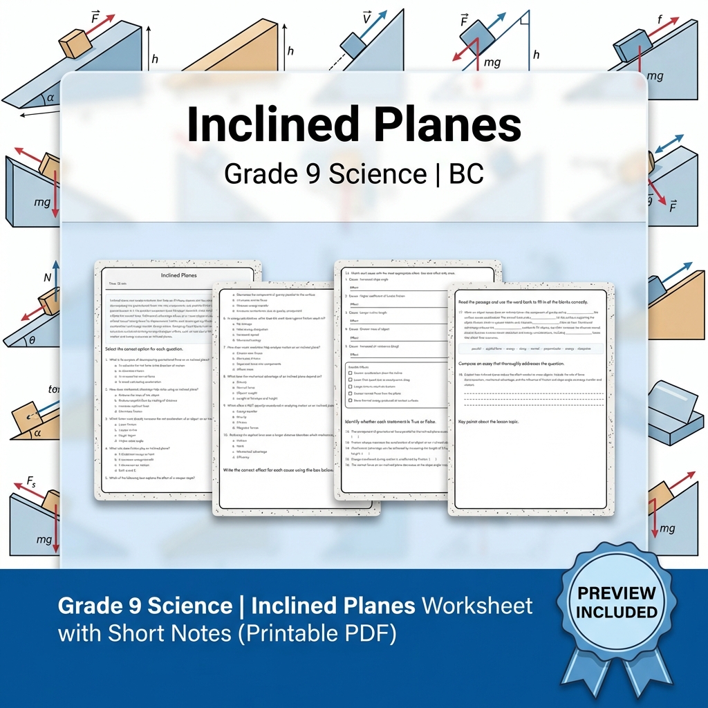 Grade 9 Science Lesson Bundle | Energy, Forces & Motion Worksheets — included worksheet 6