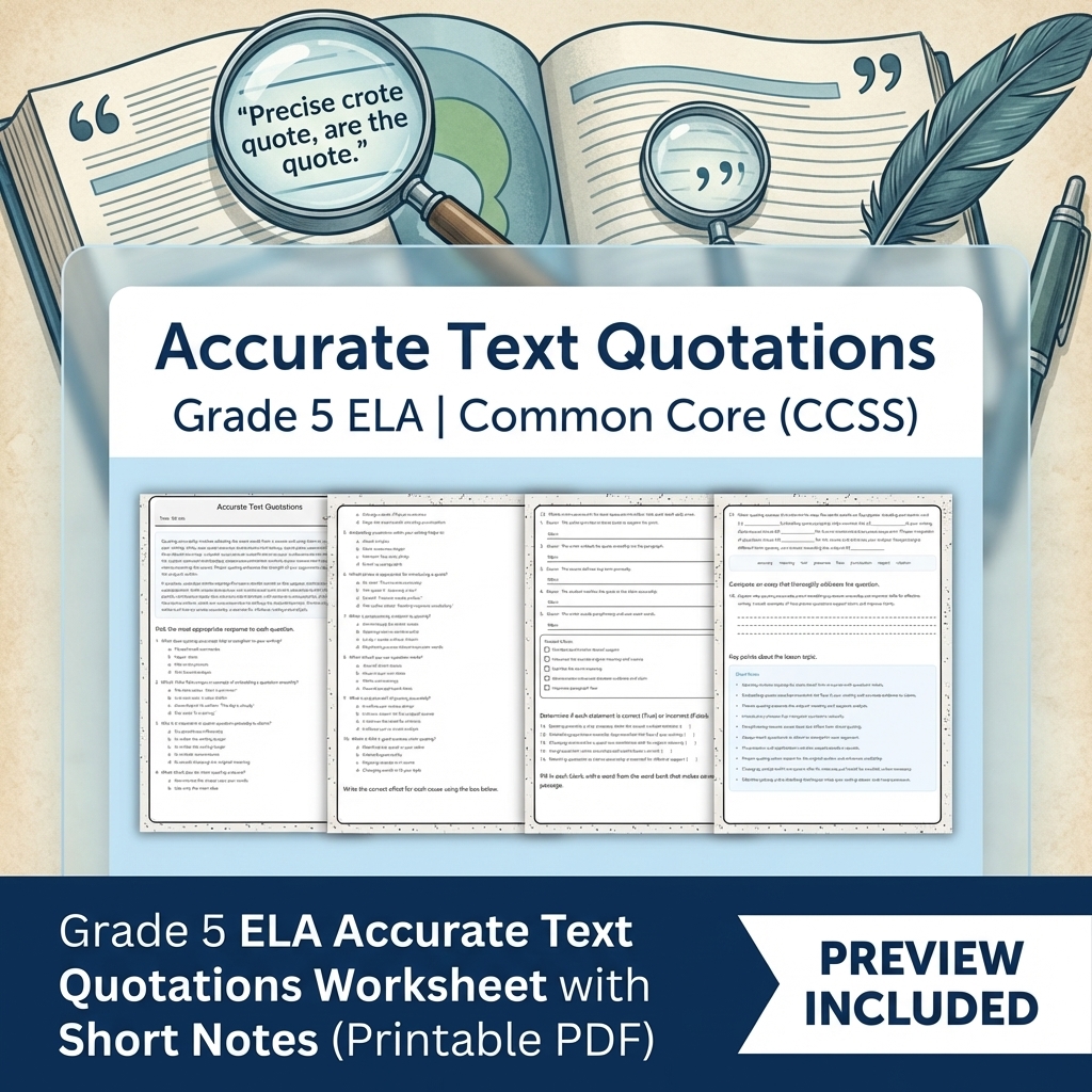 Grade 5 Reading & Text Evidence ELA Lesson Bundle | Common Core (CCSS) — included worksheet 5