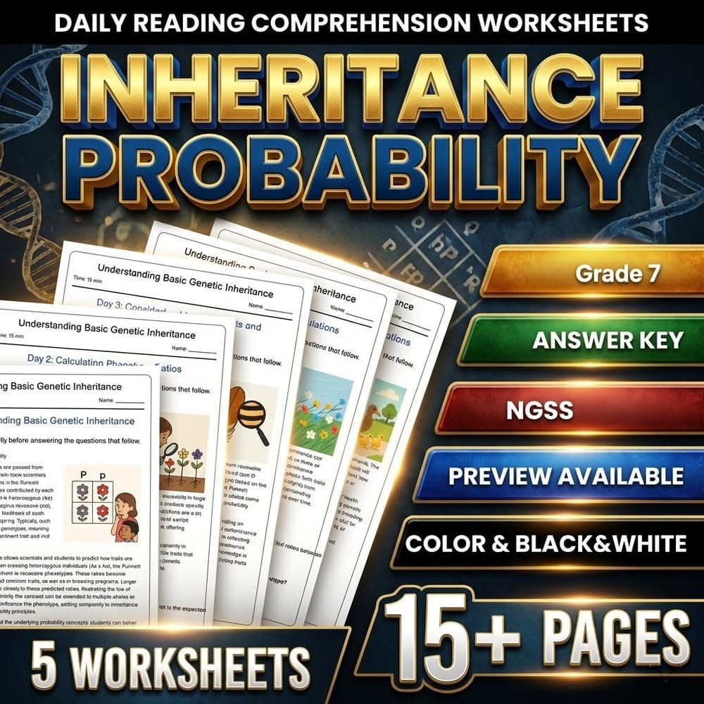 Genetics and Environment Grade 7 Science Daily Reading Worksheets Bundle | NGSS — included worksheet 3
