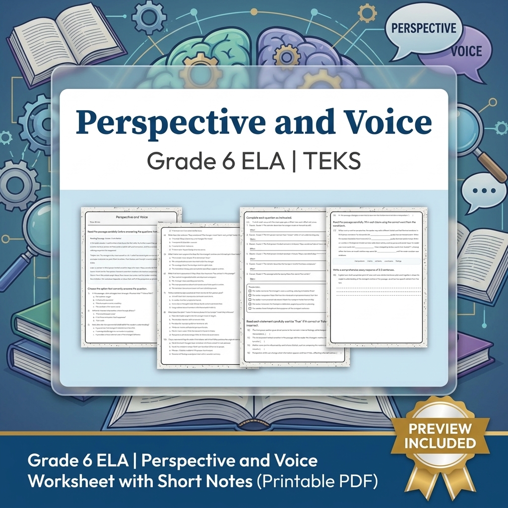 Grade 6 Evidence-Based Text Analysis ELA Full-Year Bundle (TEKS) Worksheets — included worksheet 18