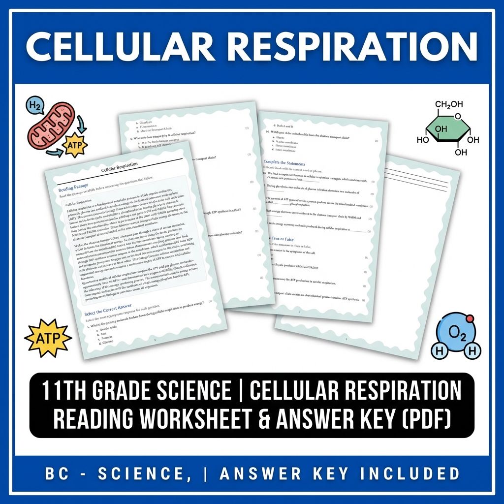 11th Grade Science | Cellular Respiration Reading Worksheet & Answer Key (PDF)