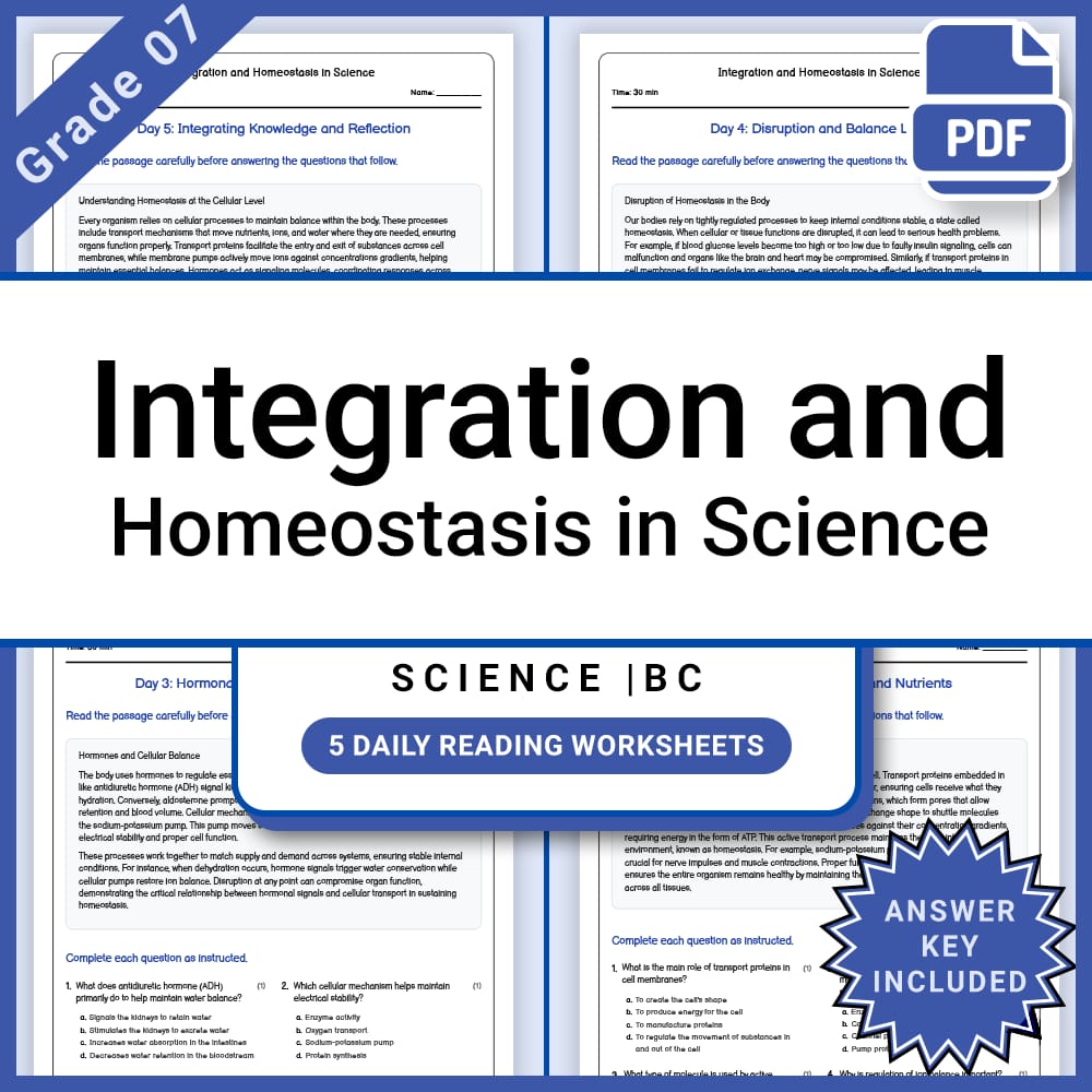 Grade 7 Science Lesson Group Bundle | Cell Structures and Processes — included worksheet 11