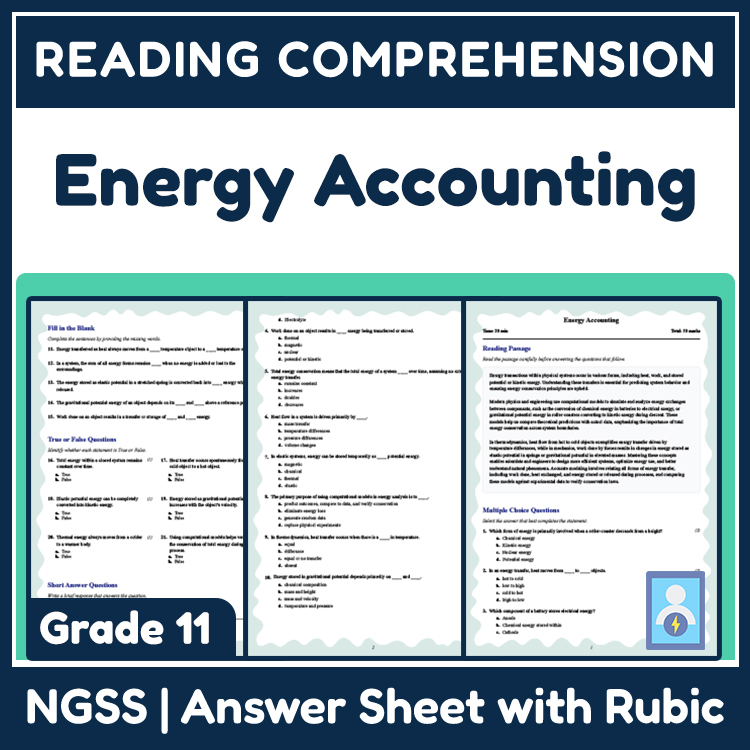 Grade 11 Science reading worksheets worksheet — 11th Grade Science | Energy Accounting Reading Worksheet (PDF + Rubric) —…
