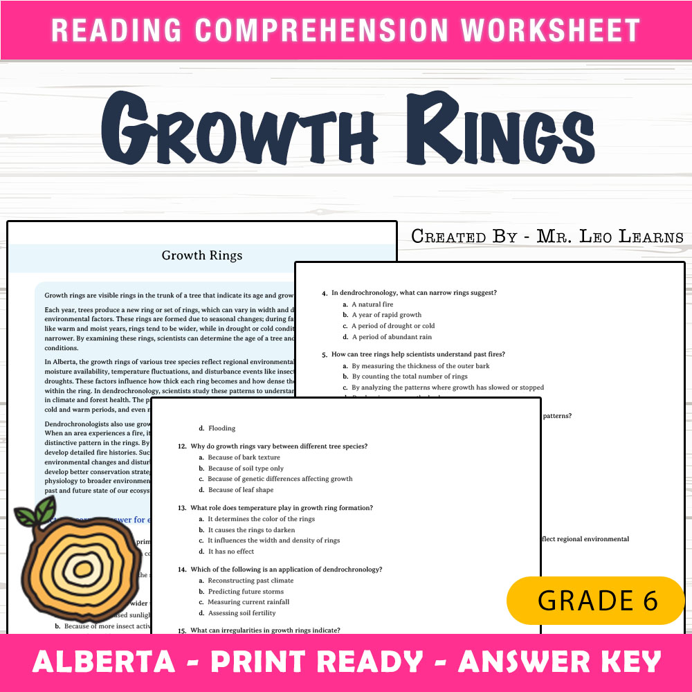 Grade 6 Science worksheet mcq paper worksheet — Grade 6 Science — Worksheet MCQ Paper for Mastering Growth Rings — page 1