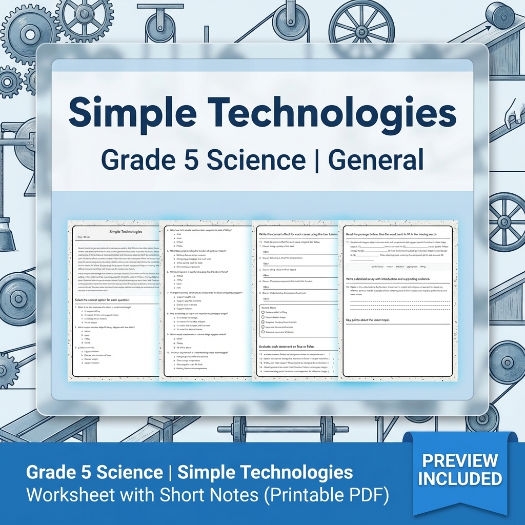 Grade 5 Science Lesson Group |  Technologies, Design, and Communication — included worksheet 3