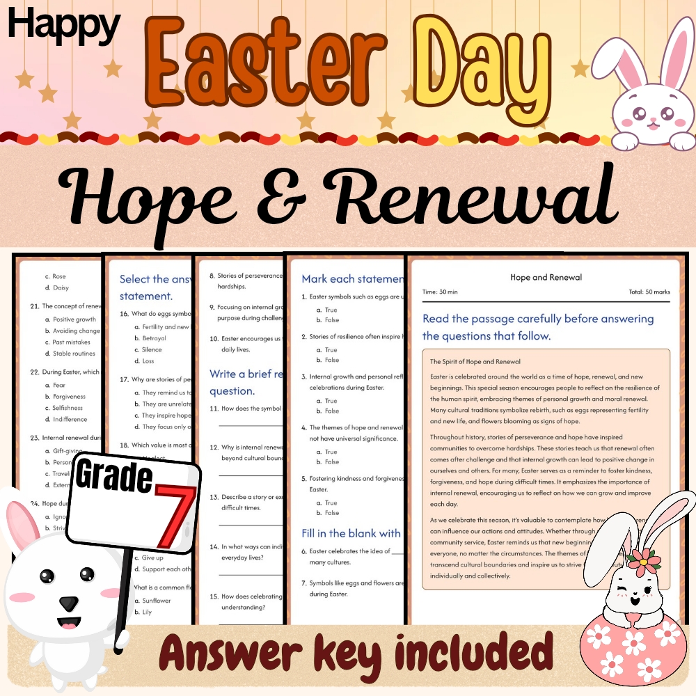 Grade 7 Holiday Activities Bundle|Easter Traditions & Symbols (PDF + Answer Key) — included worksheet 3