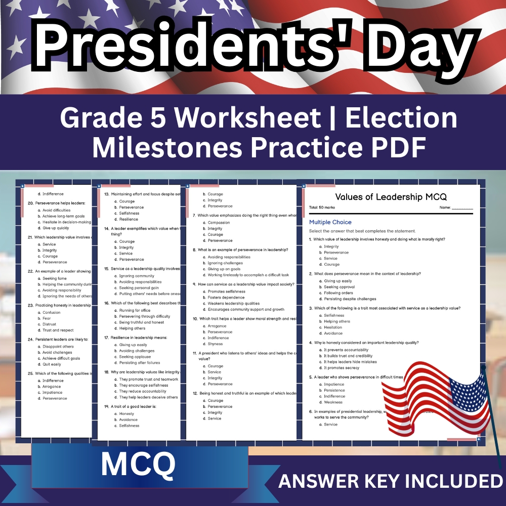 Grade 5 Seasonal Election Milestones Worksheet | Educational Assessment & Student Practice (Printable PDF)
