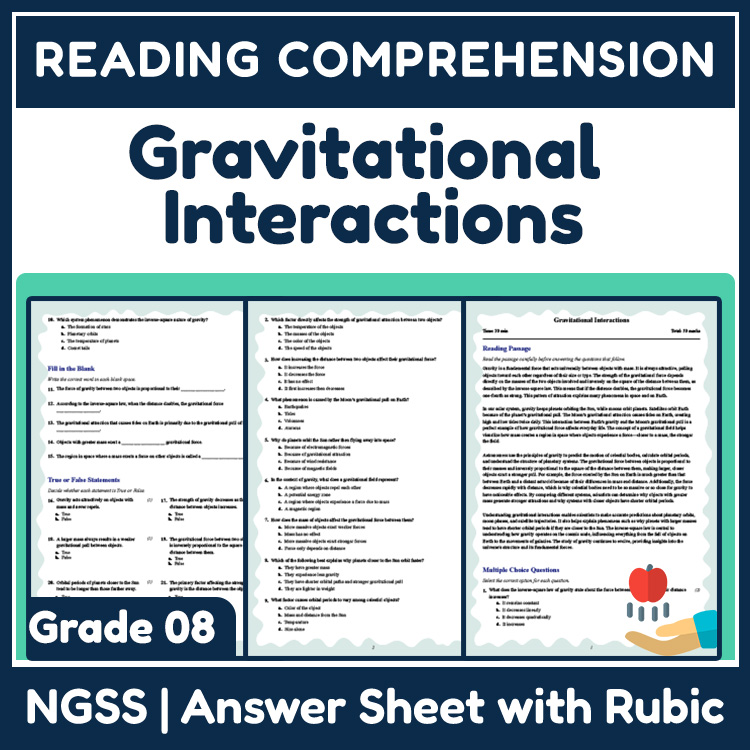 Grade 8 Science reading worksheets worksheet — Grade 8 Science Reading Worksheet | Gravitational Interactions PDF + Answer…