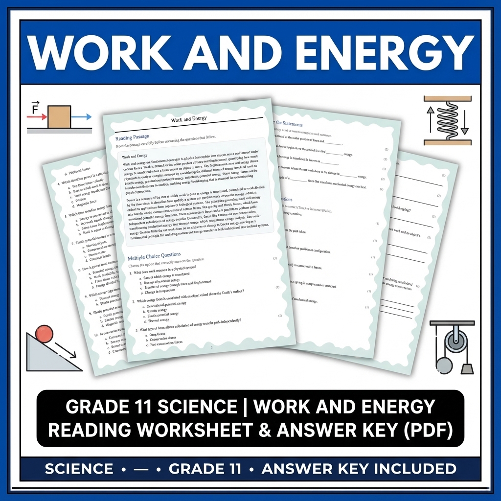 Grade 11 Science Bundle | Waves, Ecology, Physics & More (Answer Keys) — included worksheet 31