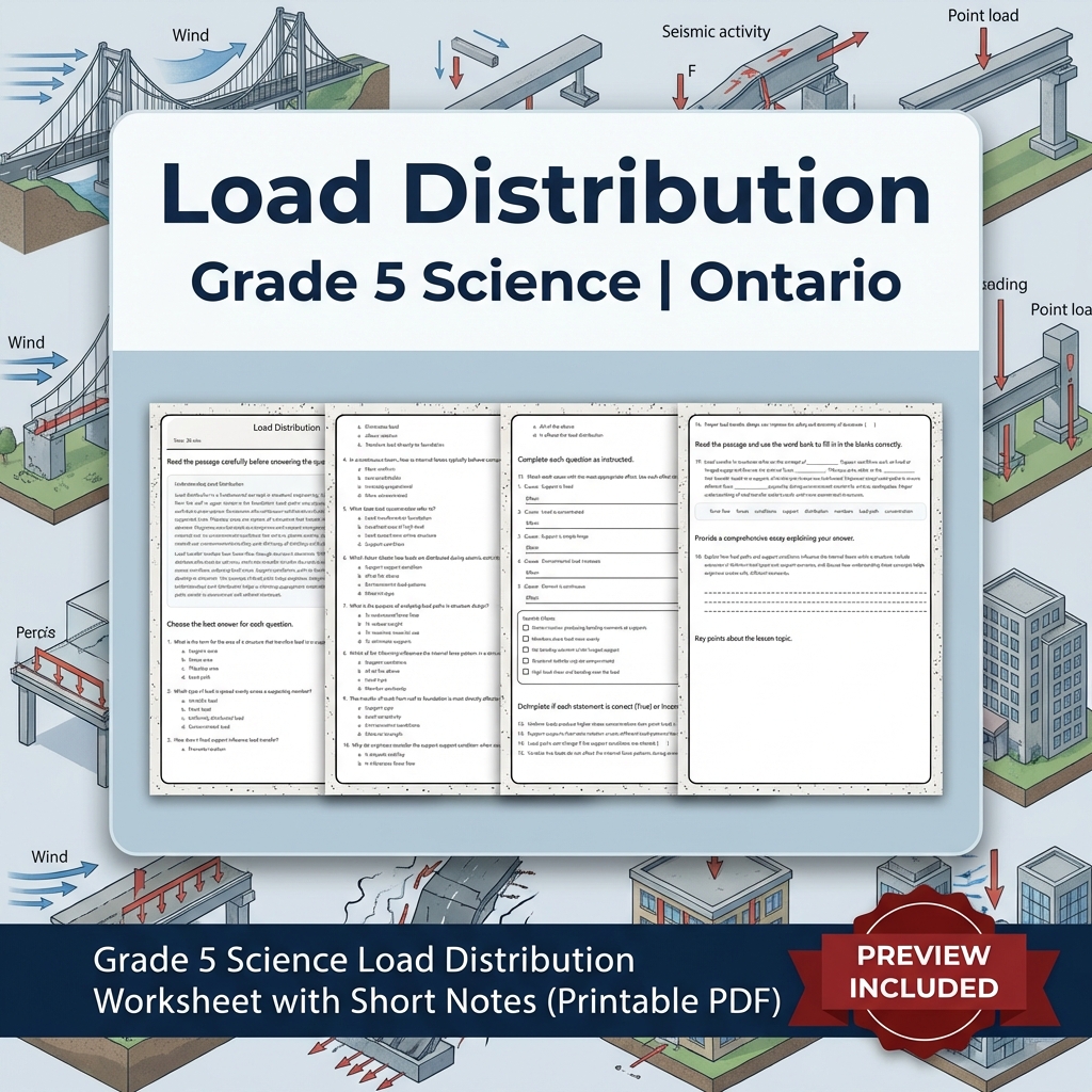 Grade 5 Science Lesson Group Bundle | Ontario Mechanical Structures & Forces — included worksheet 5