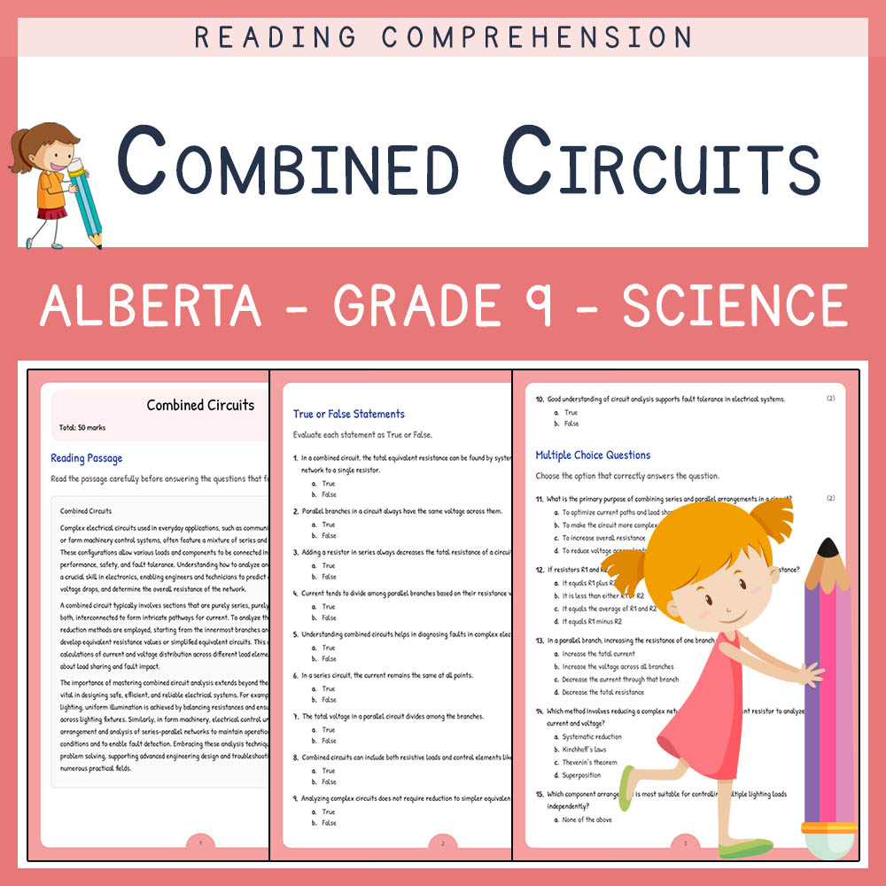 Grade 9 Science worksheet elena worksheet — Grade 9 Science | Combined Circuits Worksheet Elena | Alberta Standards — page 1