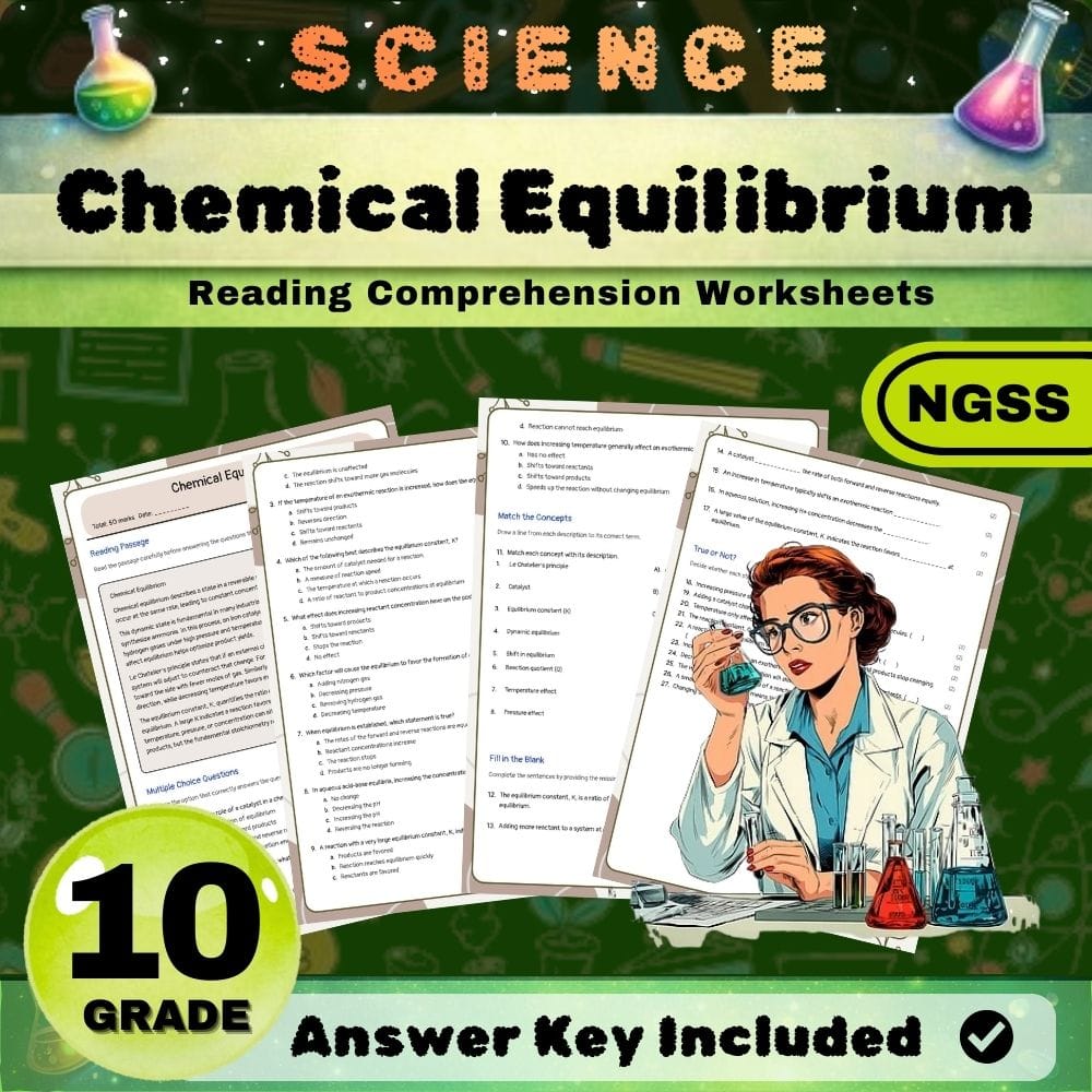 Grade 10 Science NGSS Bundle | Worksheets for Earth, Life & Physical Sciences — included worksheet 34