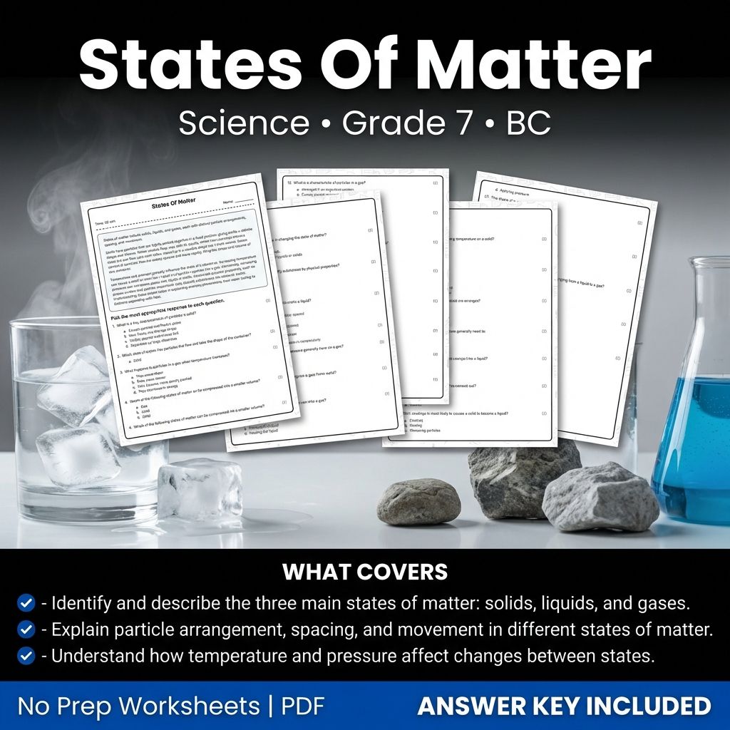 7th Grade Science | States Of Matter Worksheet with Answer Key (Printable PDF)