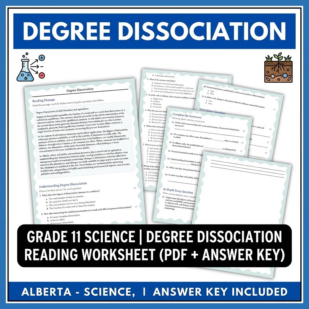 Grade 11 Science | Degree Dissociation Reading Worksheet (PDF + Answer Key)