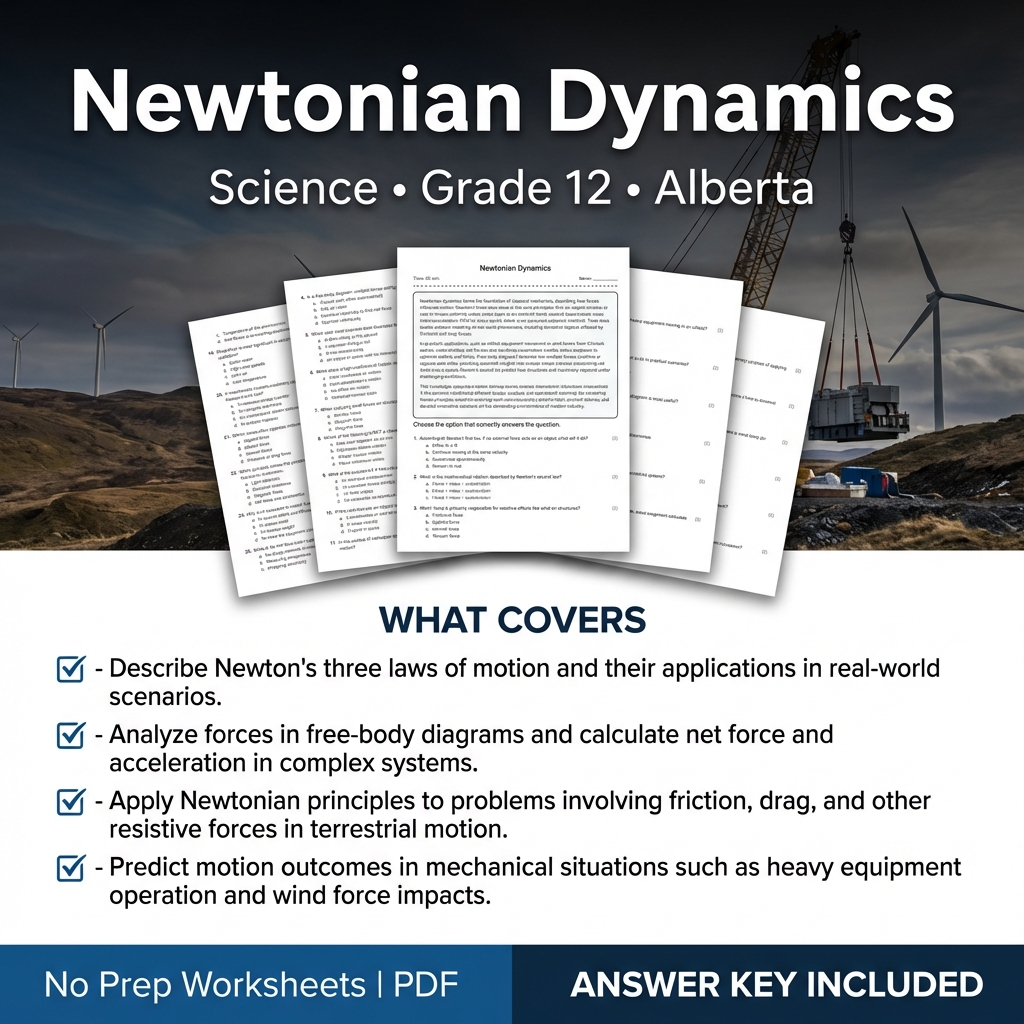 Newtonian Dynamics Grade 12 Worksheet | Classical Mechanics Practice