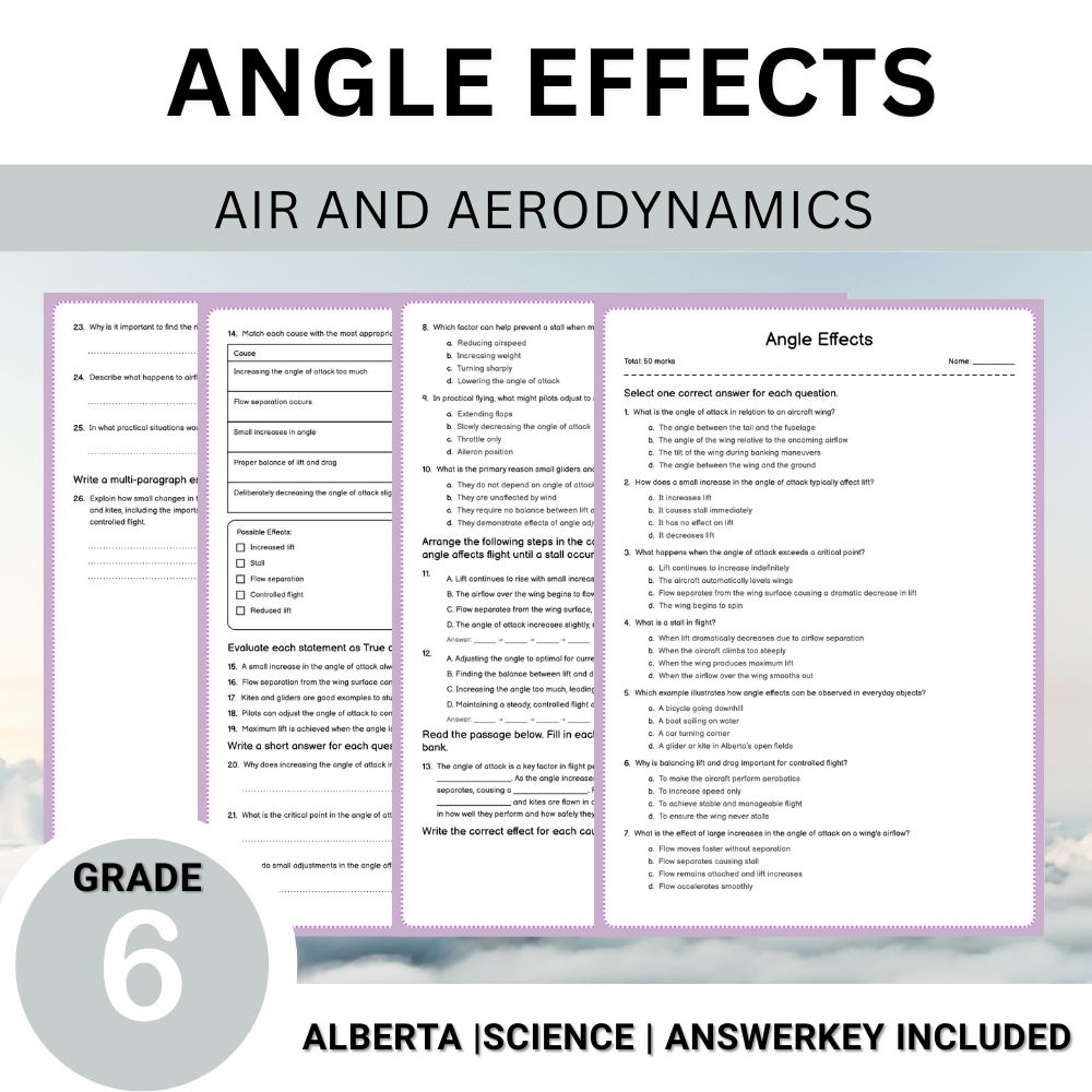 Grade 6 Science Unit Bundle | Flight, Air Pressure & Aerodynamics Worksheets — included worksheet 8
