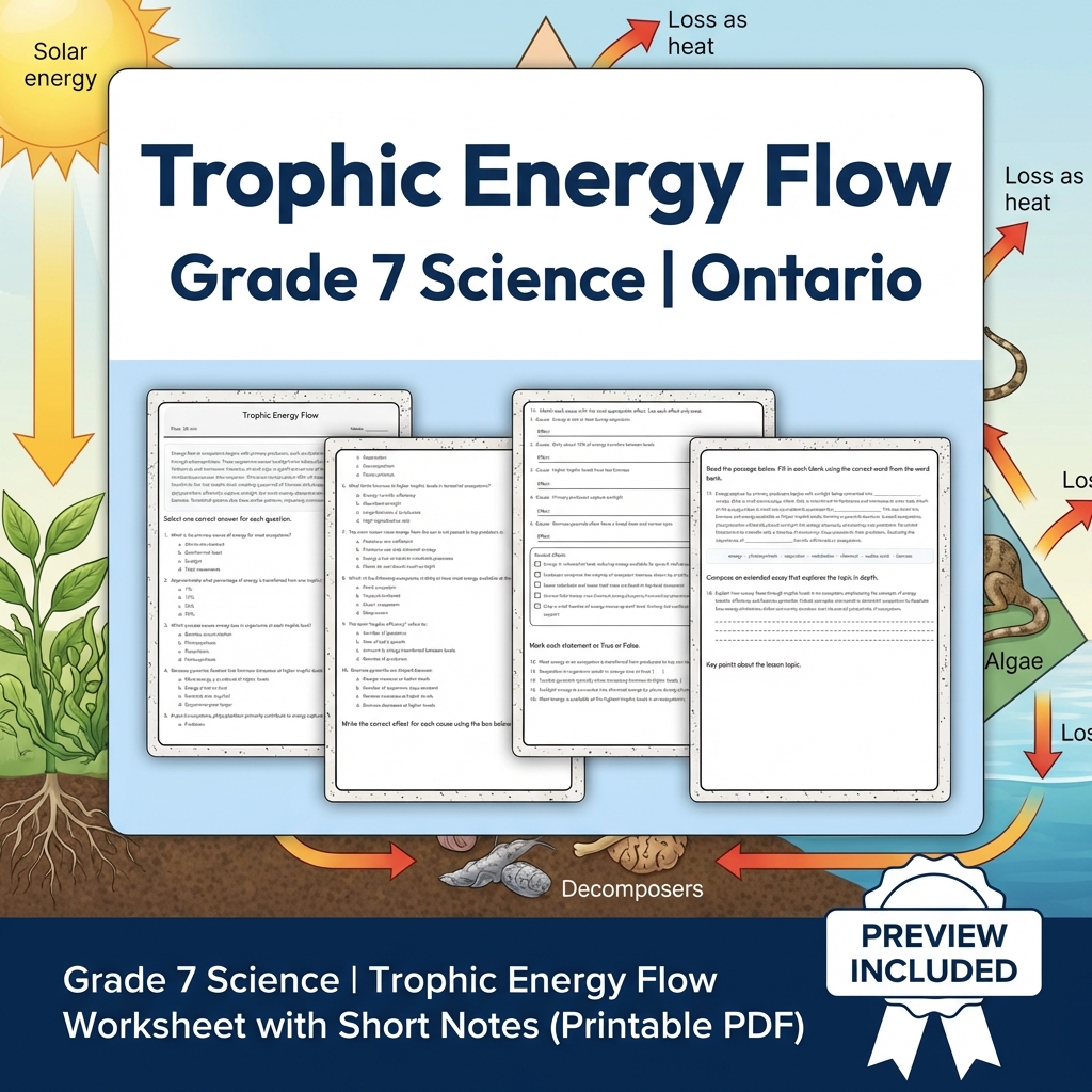 Grade 7 Science Lesson Bundle with Ontario Framework | Ecosystems & Biodiversity — included worksheet 7