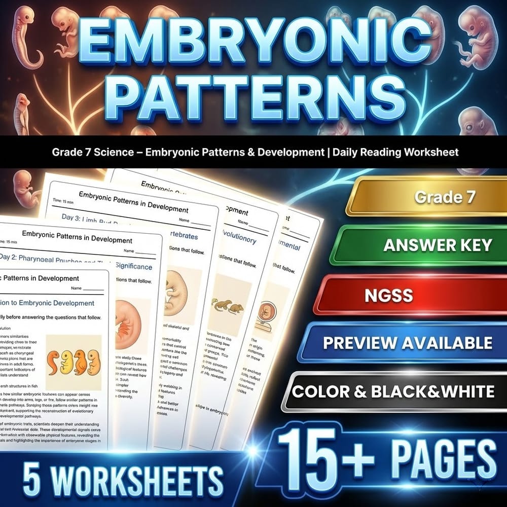 Evolution and Natural Selection Grade 7 Science Worksheets Bundle | NGSS — included worksheet 3
