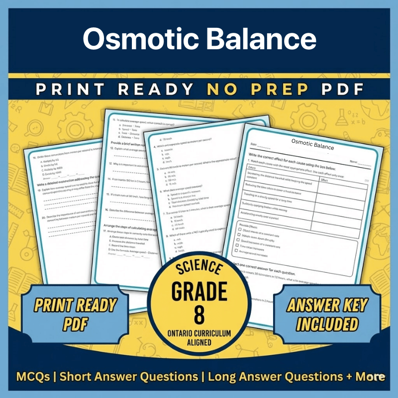 Grade 8 Science – Osmotic Balance Worksheet (Ontario) – Science 1 (PDF)