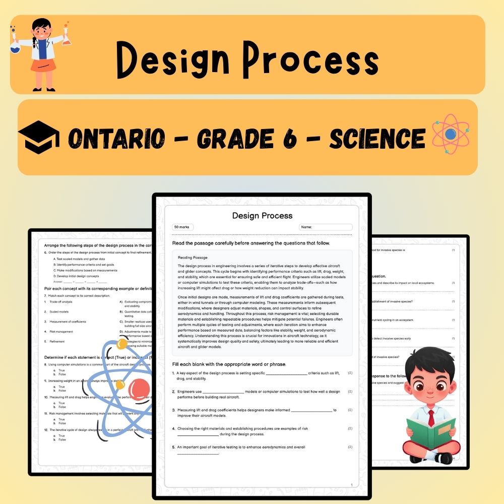 Grade 6 Science worksheet worksheet — Grade 6 Science | Engineering Design Process Worksheet (PDF ) — page 1