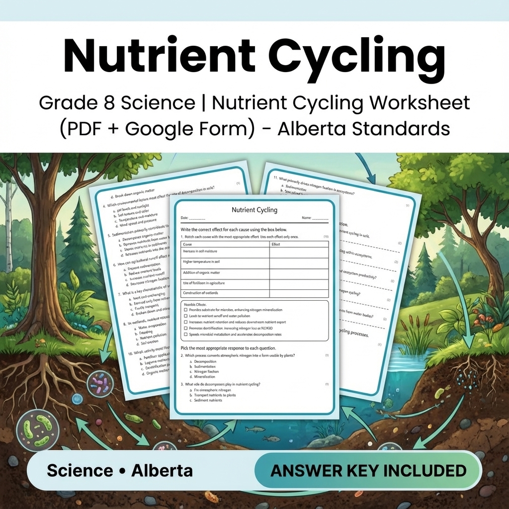 Grade 8 Science | Nutrient Cycling Worksheet (PDF) – Alberta Standards