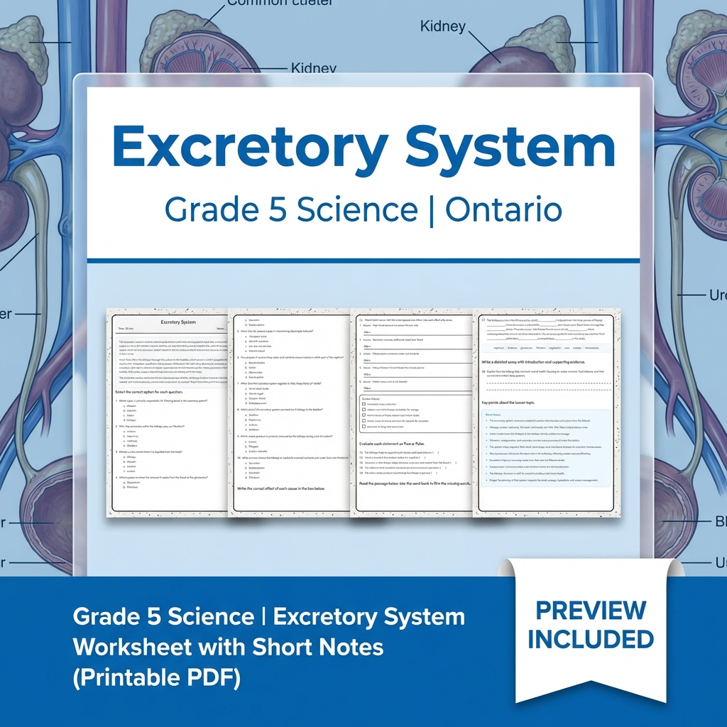 Grade 5 Science Lesson Group – Ontario Curriculum Worksheets Bundle — included worksheet 6