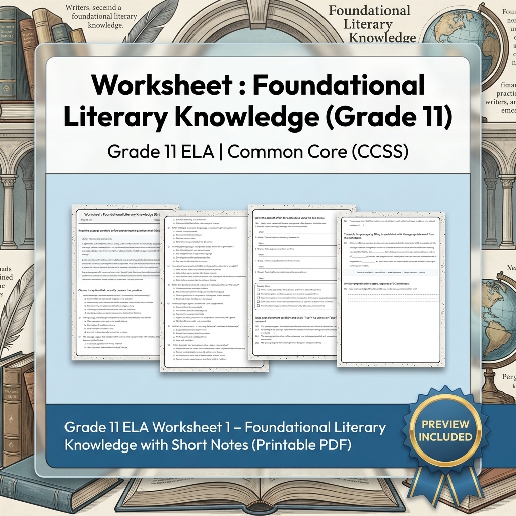 Grade 11 ELA Text Analysis and Writing Full-Year Bundle: Common Core (CCSS) — included worksheet 18