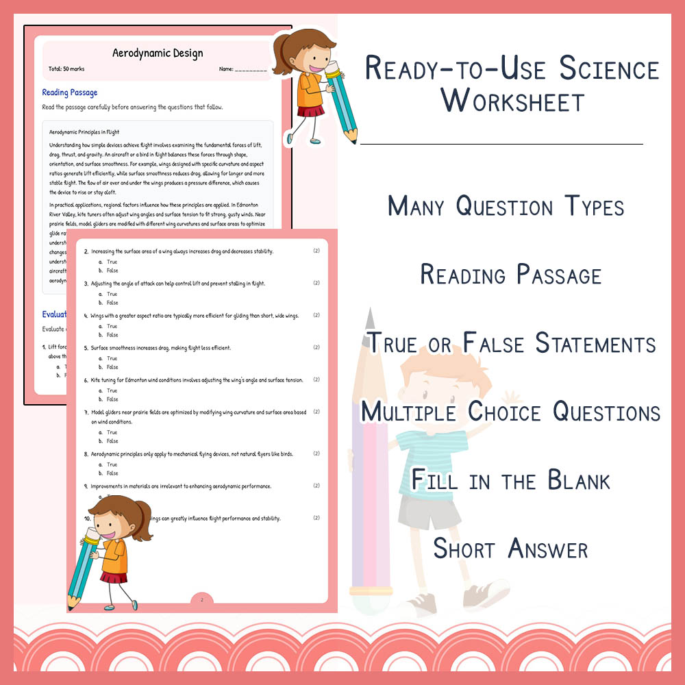 Grade 6 Science worksheet elena worksheet — Grade 6 Science Assessment | Aerodynamic Design Worksheet Elena | Alberta — pa…