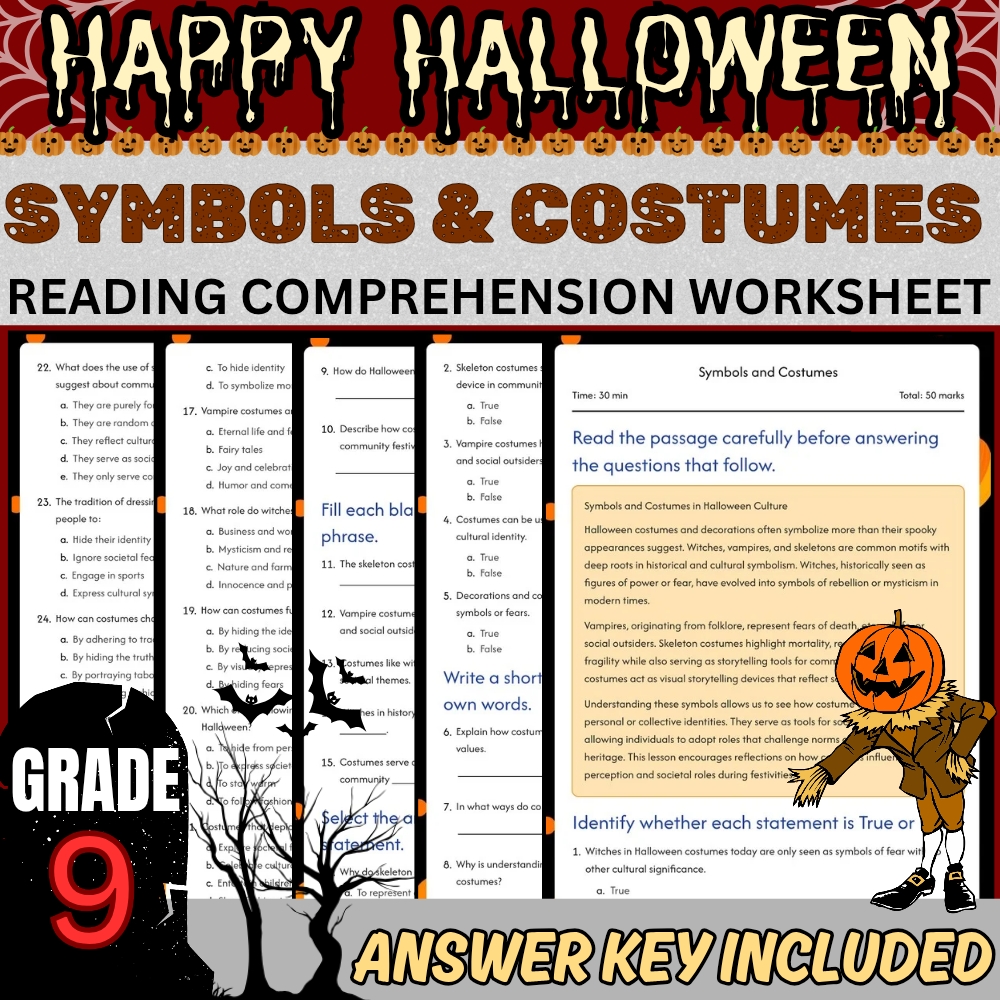 Grade 9 Halloween Unit | Symbols, Festivities & Cultural History Worksheets — included worksheet 2