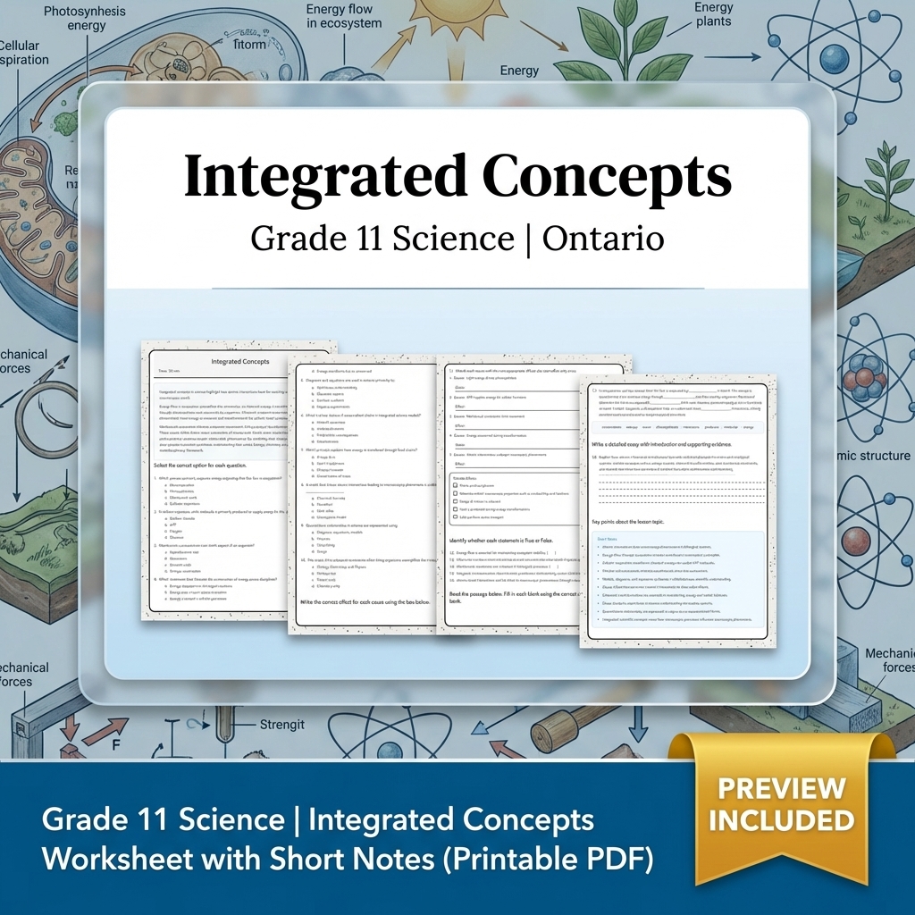Grade 11 Science Full Year Bundle | Ontario Curriculum & Framework — included worksheet 31