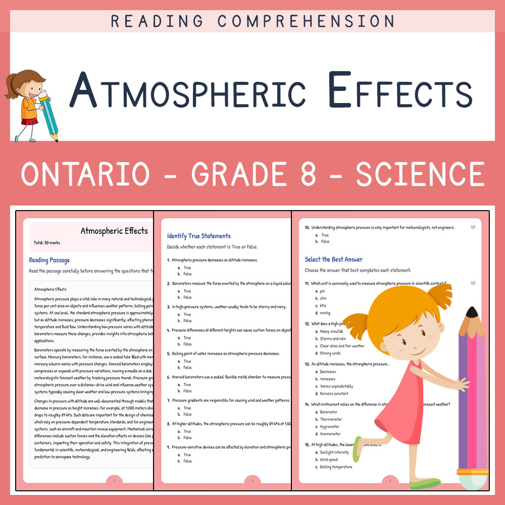 Grade 8 Science worksheet elena worksheet — Grade 8 Science Assessment | Atmospheric Effects Worksheet Elena | Ontario — p…