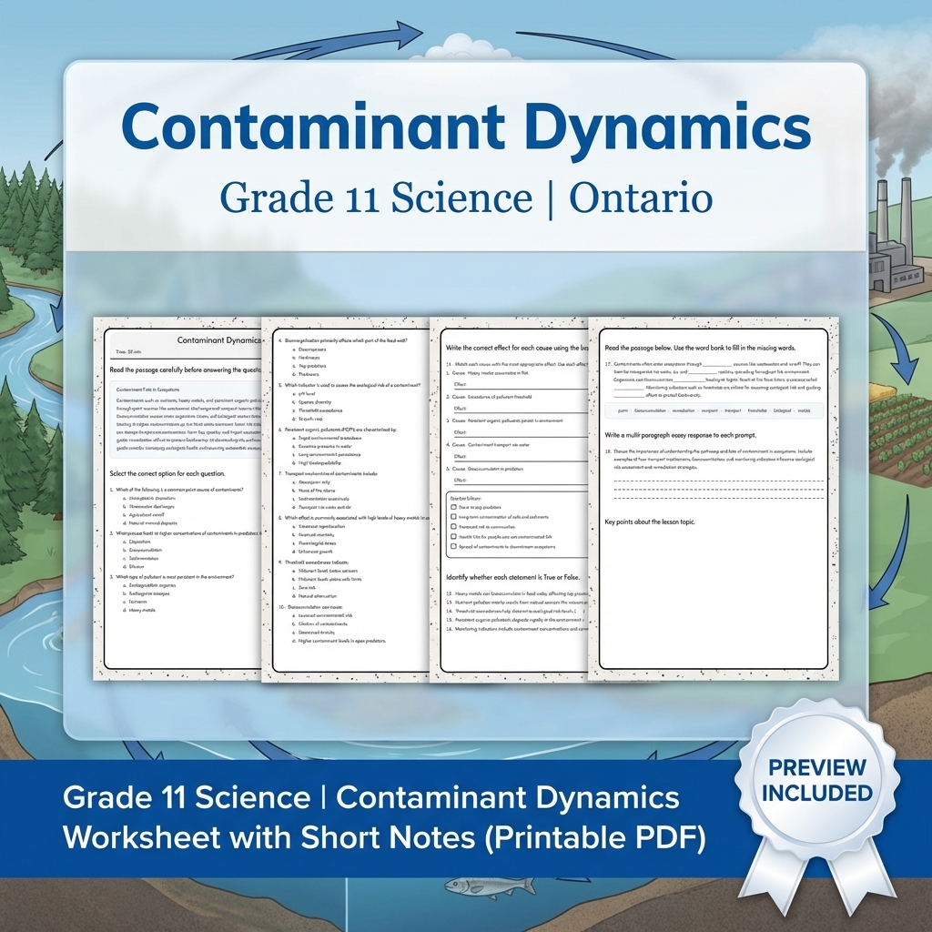 Grade 11 Science Lesson Group Bundle – Ontario Ecosystems & Sustainability — included worksheet 7