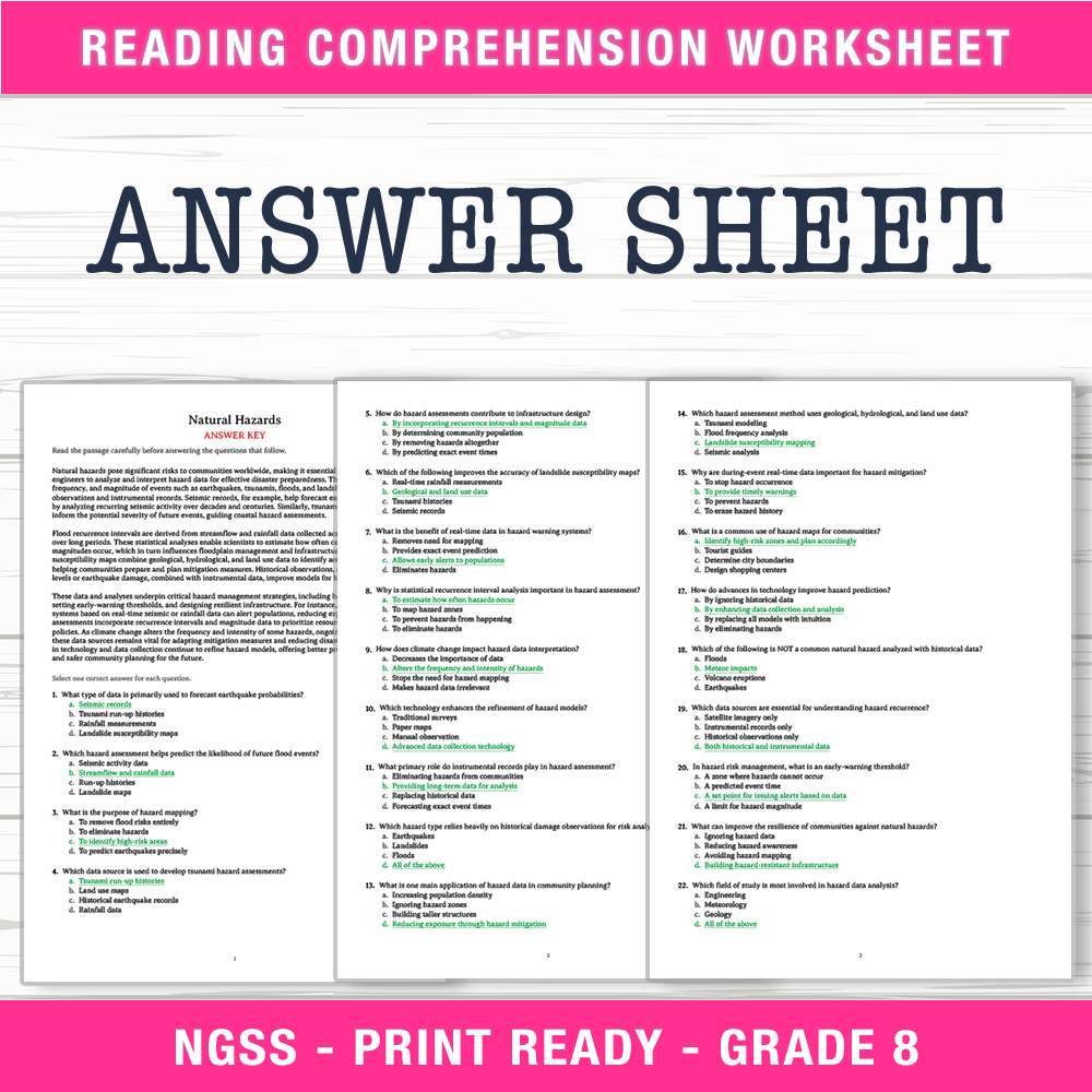Grade 8 Science worksheet worksheet — Grade 8 Science | Natural Hazards Worksheet (PDF + Answer Key) — page 2