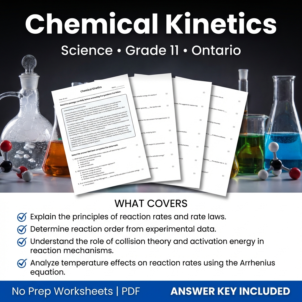 Chemical Kinetics Worksheet for Grade 11 Science Ontario Standards