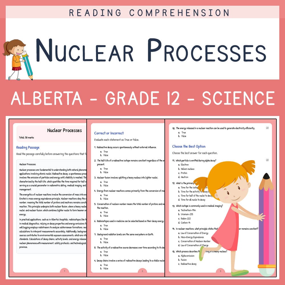 Grade 12 Science worksheet elena worksheet — Grade 12 Science | Nuclear Processes Worksheet | Alberta Standards — page 1