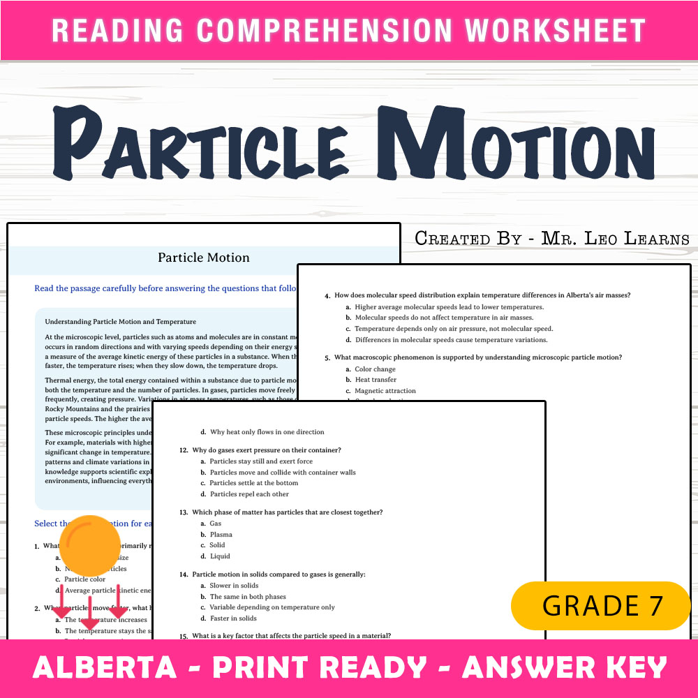 Grade 7 Science worksheet mcq paper worksheet — Grade 7 Science — Particle Motion MCQ Worksheet for Mastery — page 1