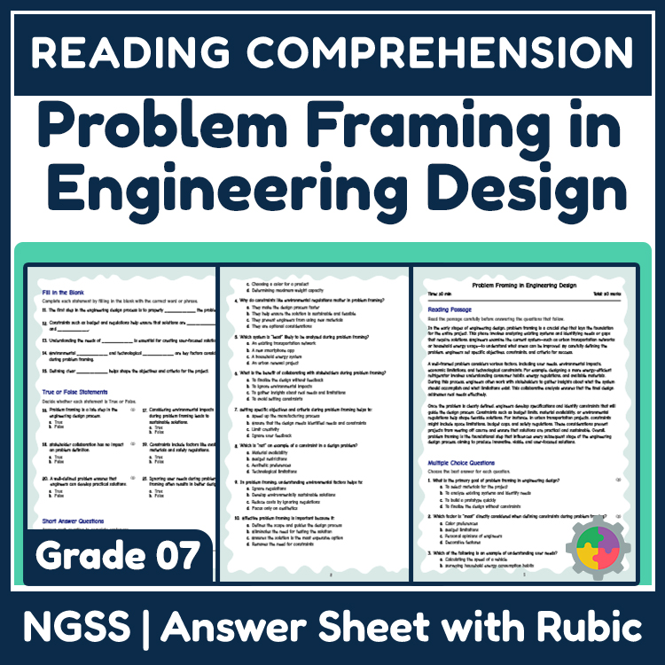 Science reading worksheets worksheet — 7th Grade Science Reading Worksheets | Problem Framing in Engineering Design (Works…