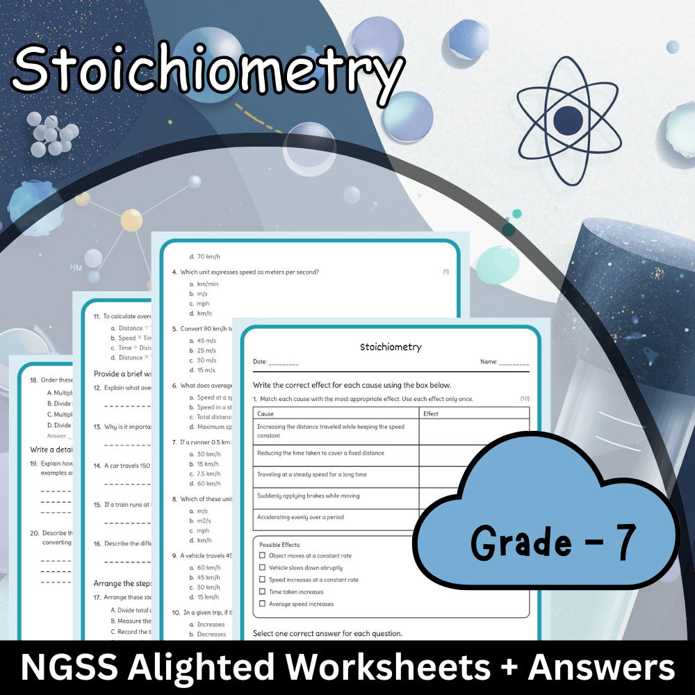 Grade 7 Science – Stoichiometry Worksheet (Answer Key) | NGSS Aligned