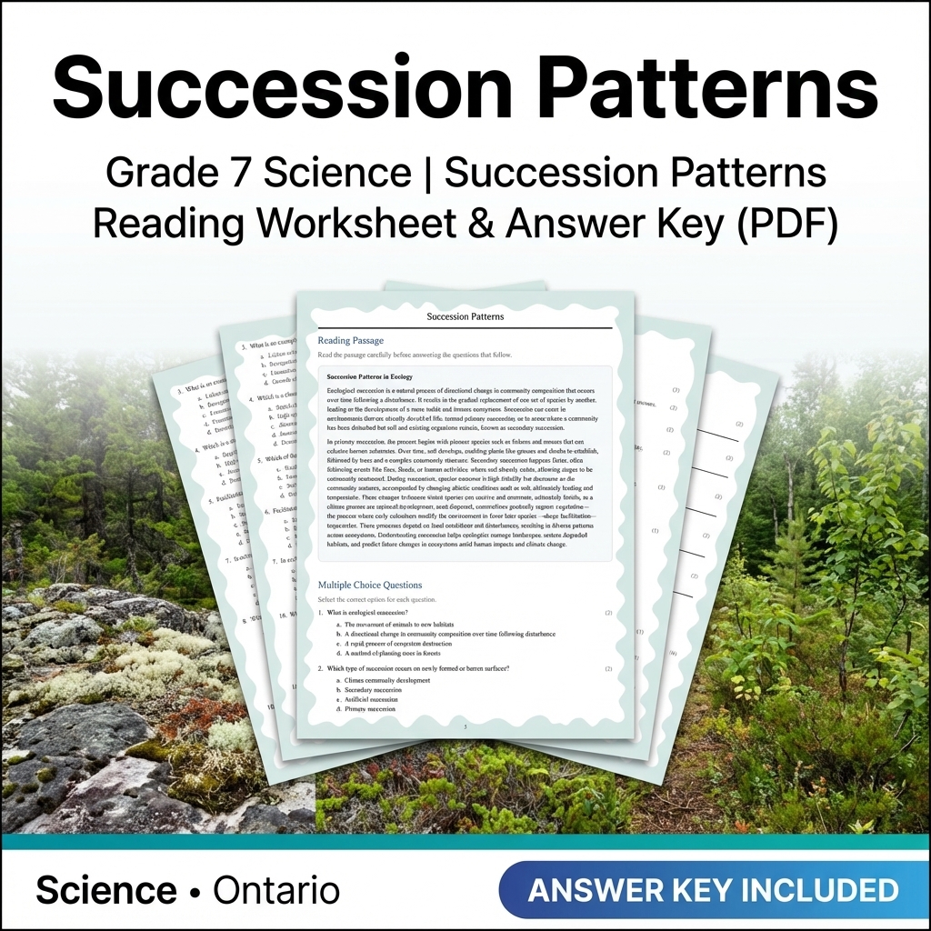 Grade 7 Science | Ecosystems, Biodiversity & Environmental Stewardship — included worksheet 5