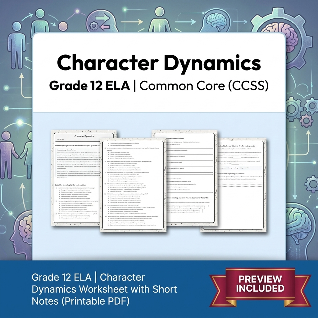 Grade 12 ELA Evidence-Based Reading & Writing Full-Year Bundle (CCSS) — included worksheet 24