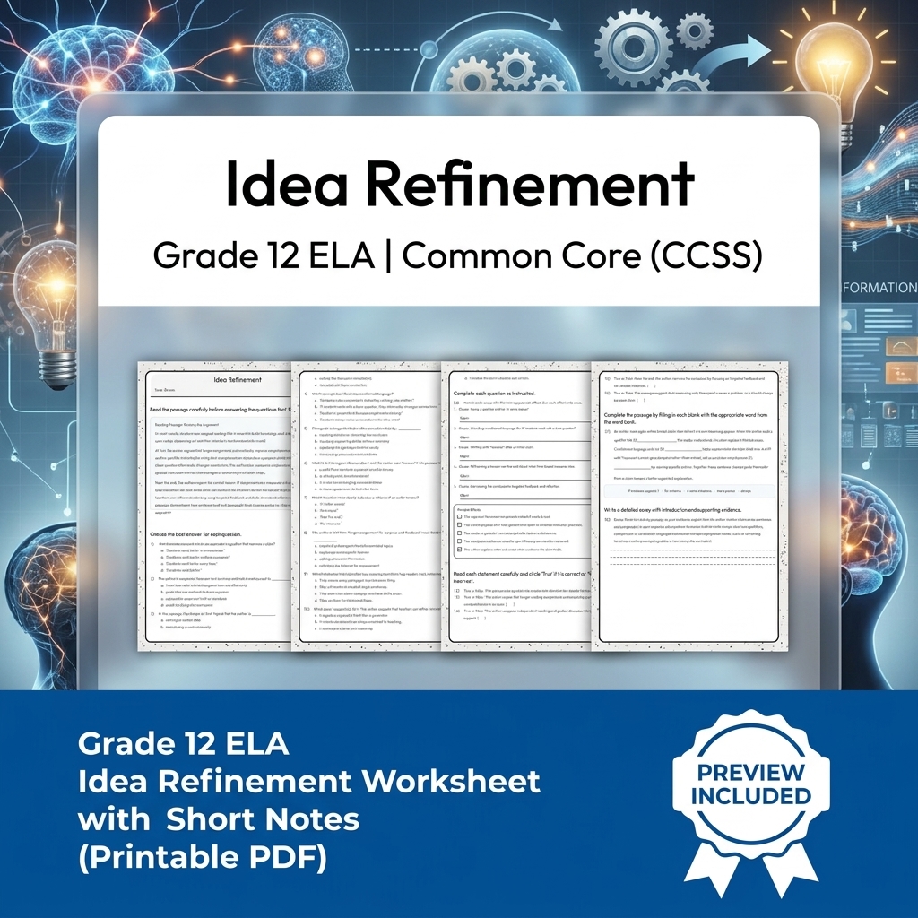 Grade 12 ELA Evidence-Based Reading & Writing Full-Year Bundle (CCSS) — included worksheet 25