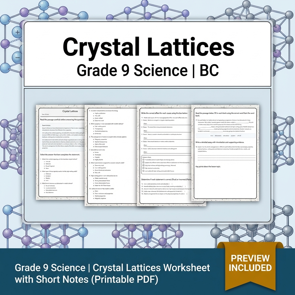 Grade 9 Science Lesson Bundle | BC Framework Focused Worksheets — included worksheet 11