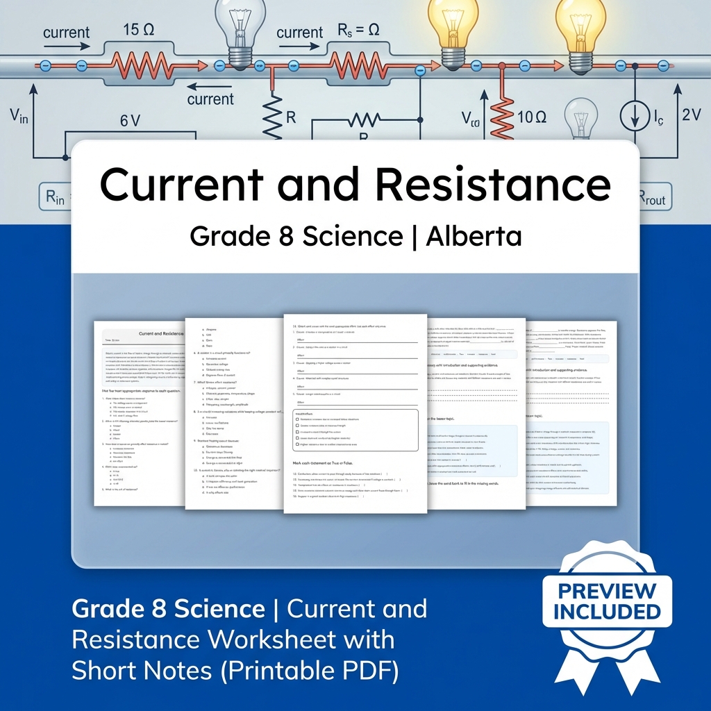 Grade 8 Science Worksheet Bundle | Alberta Standards | Year-Long Assessment Pack — included worksheet 35
